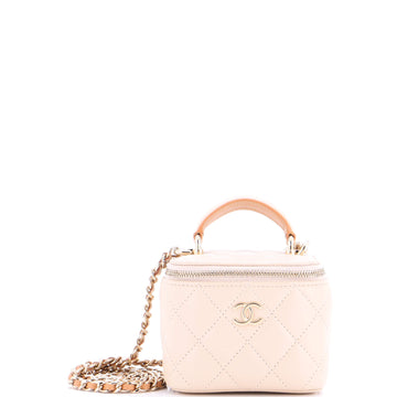 Chanel Classic Top Handle Vanity Case with Chain Quilted Lambskin Mini