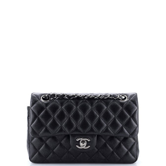 Chanel Classic Double Flap Bag Quilted Iridescent Caviar Small