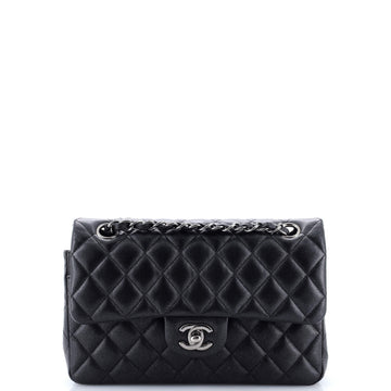 Chanel Classic Double Flap Bag Quilted Iridescent Caviar Small