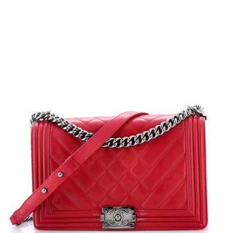 Chanel Boy Flap Bag Mixed Quilted Chevron Calfskin Old Medium