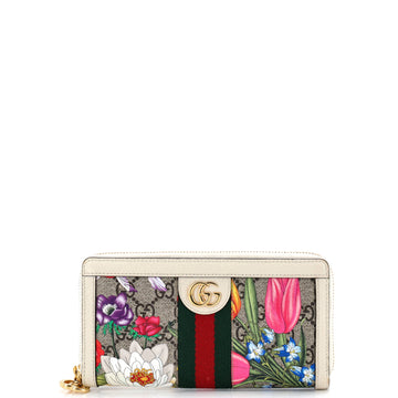 Gucci Ophidia Zip Around Wallet Flora GG Coated Canvas
