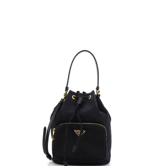 Prada Duet Drawstring Bucket Bag Tessuto Small