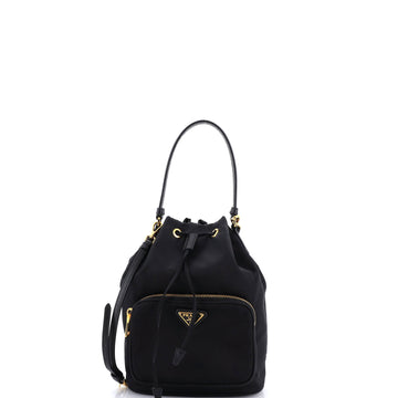 Prada Duet Drawstring Bucket Bag Tessuto Small