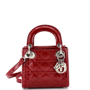 Christian Dior Lady Dior Bag Cannage Quilt Patent Mini