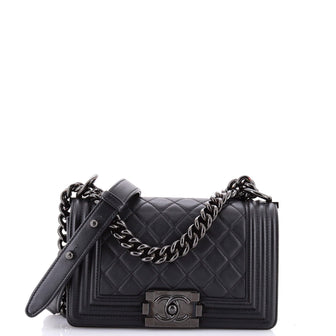 Chanel So Black Boy Flap Bag Quilted Lambskin Small