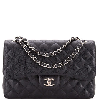 Chanel Classic Double Flap Bag Quilted Caviar Jumbo