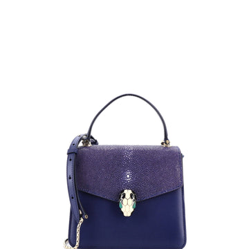 Bvlgari Serpenti Forever Top Handle Bag Leather and Stingray Small