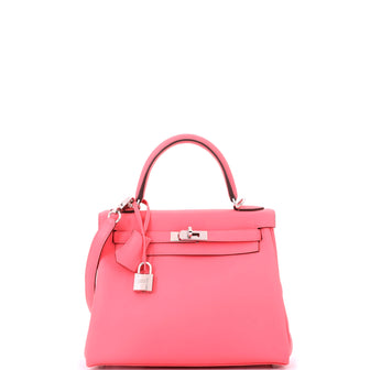 Hermes Kelly Handbag Pink Swift with Palladium Hardware 25