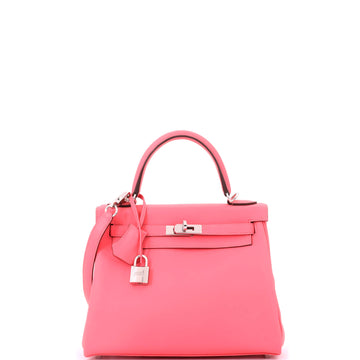 Hermes Kelly Handbag Pink Swift with Palladium Hardware 25