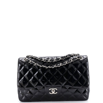 Chanel Classic Double Flap Bag Quilted Patent Jumbo