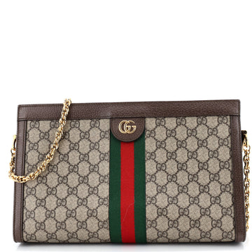 Gucci Ophidia Chain Shoulder Bag GG Coated Canvas Medium