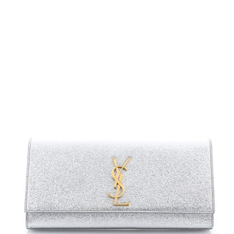 Saint Laurent Classic Monogram Clutch Metallic Calfskin Long