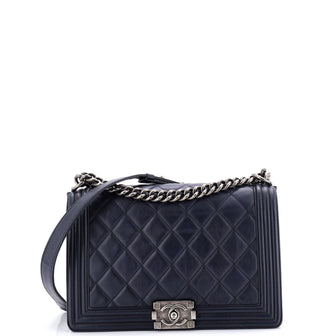 Chanel Boy Flap Bag Quilted Lambskin Old Medium