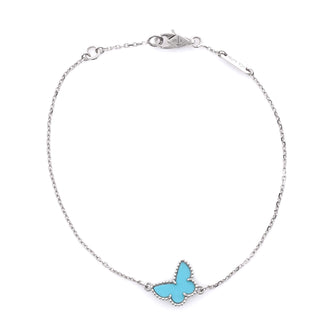 Van Cleef & Arpels Sweet Alhambra Butterfly Bracelet 18K White Gold and Turquoise