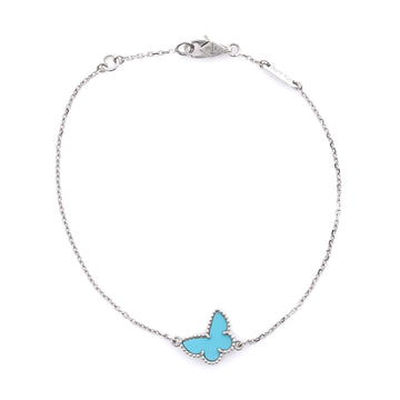 Van Cleef & Arpels Sweet Alhambra Butterfly Bracelet 18K White Gold and Turquoise