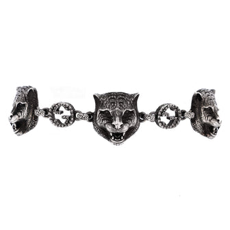 Gucci Garden Feline Head Link Bracelet Sterling Silver