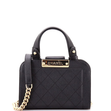 Chanel Label Click Shopping Tote Quilted Calfskin Mini