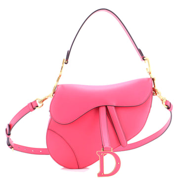 Christian Dior Saddle Handbag with Strap Leather Medium