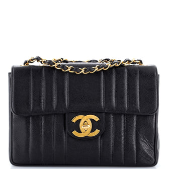 Chanel Vintage CC Chain Flap Bag Vertical Quilt Caviar Maxi