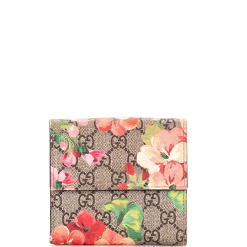 Gucci French Flap Wallet Blooms Print GG Coated Canvas