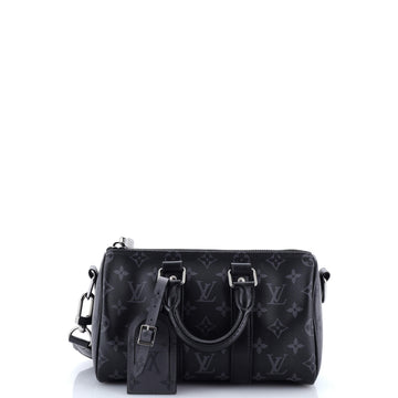 Louis Vuitton Keepall Bandouliere Bag Reverse Monogram Eclipse Canvas 25