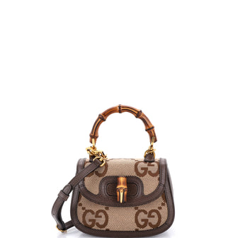 Gucci Bamboo 1947 Top Handle Bag Jumbo GG Canvas Mini