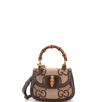 Gucci Bamboo 1947 Top Handle Bag Jumbo GG Canvas Mini