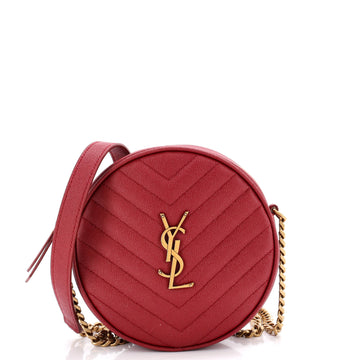 Saint Laurent Vinyle Round Camera Bag Matelasse Chevron Leather