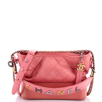 Chanel Gabrielle Hobo with Logo Handle Quilted Aged Calfskin Medium