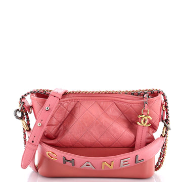 Chanel Gabrielle Hobo with Logo Handle Quilted Aged Calfskin Medium