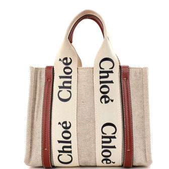 Chloe Woody Tote Canvas with Leather Small