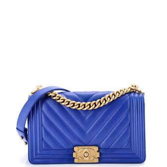 Chanel Boy Flap Bag Chevron Calfskin Old Medium