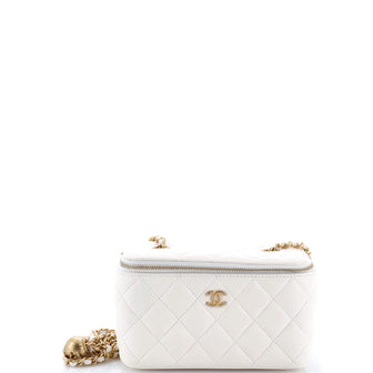 Chanel Pearl Crush Vanity Case with Chain Quilted Lambskin Small