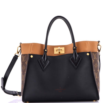 Louis Vuitton On My Side Tote Leather with Monogram Canvas MM
