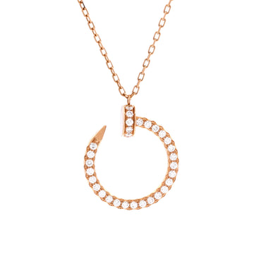 Cartier Juste un Clou Pendant Necklace 18K Rose Gold and Pave Diamonds