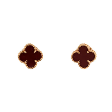 Van Cleef & Arpels Sweet Alhambra Stud Earrings 18K Rose Gold and Carnelian