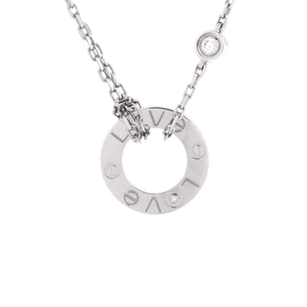 Cartier 2 Diamonds Love Pendant Necklace 18K White Gold with Diamonds