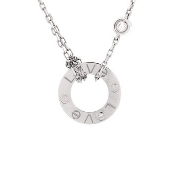 Cartier 2 Diamonds Love Pendant Necklace 18K White Gold with Diamonds