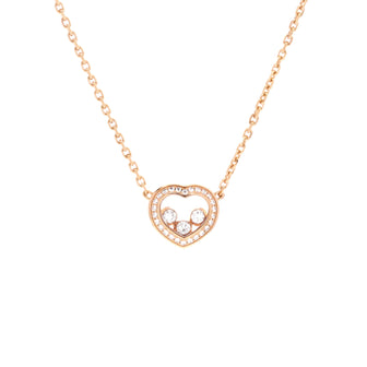 Chopard Happy Diamonds Heart Pendant Necklace 18K Rose Gold with Diamonds and 3 Floating Diamonds