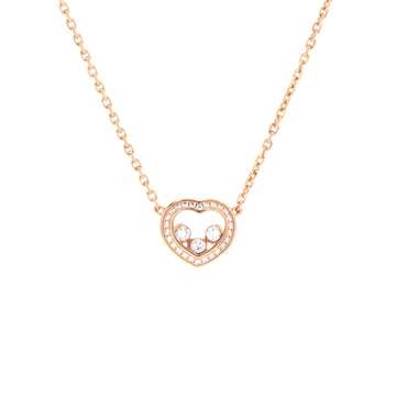 Chopard Happy Diamonds Heart Pendant Necklace 18K Rose Gold with Diamonds and 3 Floating Diamonds