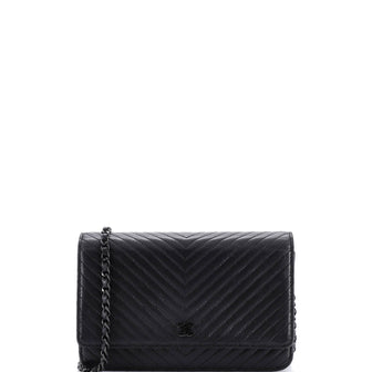 Chanel So Black Wallet on Chain Chevron Lambskin