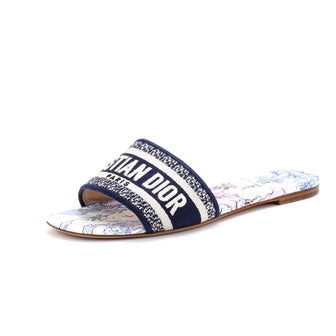 Christian Dior Women's Dway Flat Sandals Embroidered Canvas