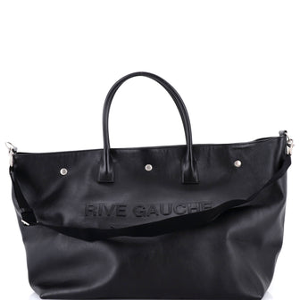 Saint Laurent Rive Gauche Shopper Tote Embossed Leather Maxi
