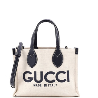 Gucci Logo Shopper Tote Printed Canvas Small