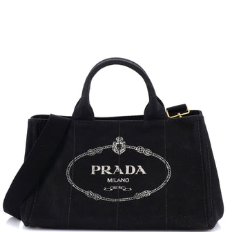 Prada Canapa Convertible Tote Canvas Medium