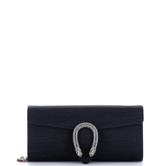 Gucci Dionysus Chain Clutch Ribbed Satin with Crystals Long