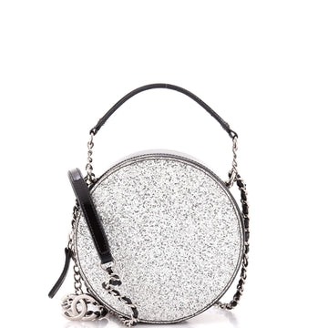 Chanel Evening On The Moon Round Evening Bag Glittered PVC with Patent Mini