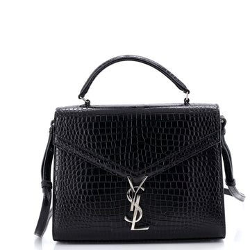 Saint Laurent Cassandra Top Handle Bag Crocodile Embossed Leather Medium