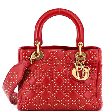 Christian Dior Supple Lady Dior Bag Cannage Studded Lambskin Medium