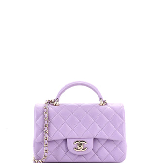Chanel Classic Single Flap Top Handle Bag Quilted Lambskin Mini